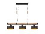 LED Balkenpendelleuchte 3-flammig 110cm Schwarz - Braun - Gold - Holzwerkstoff - Metall - 110 x 10 x 25 cm