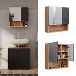 Armoire de salle de bain miroir Irma Marron - Gris - Bois manufacturé - 54 x 55 x 17 cm