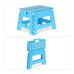 Tabouret pliable en bleu Bleu - Blanc - Matière plastique - 35 x 22 x 28 cm