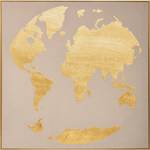 Bild Weltkarte, 58 x 58 cm, golden Beige - Holzwerkstoff - 58 x 4 x 58 cm