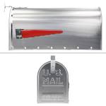 US Briefkasten Alu rot/silber Silber - Metall - 25 x 19 x 51 cm