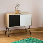 Sideboard Retro Schwarz - Braun - Weiß - Holzwerkstoff - Metall - 80 x 70 x 40 cm