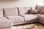 Sofa MADELINE Wohnlandschaft Cord Pink - Armlehne davorstehend rechts - Longchair davorstehend links