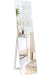 Ganzkörperspiegel, Steh-/Wandspiegel Weiß - Glas - Massivholz - 45 x 160 x 37 cm