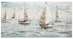 Acrylbild handgemalt Sailboat Racing Blau - Weiß - Massivholz - Textil - 140 x 70 x 4 cm