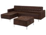 Modulsofa ABERDEEN 2-tlg Braun - Dunkelbraun - Silber - Breite: 267 cm - Kunstleder