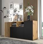 Commode AURIS 180x42x82 Beige - Noir - Bois manufacturé - Matière plastique - 180 x 82 x 42 cm