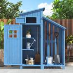 Gartenschrank Homey Ⅱ- Blau - Kunststoff - Massivholz - Holzart/Dekor - 46 x 174 x 124 cm