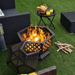 66 cm sechseckige Feuerstelle Outdoor Schwarz - Metall - 58 x 59 x 66 cm