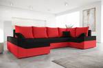 Ecksofa DENVI-LONG Schwarz - Rot - Ecke davorstehend rechts