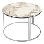 Table basse Aulum ronde Imitation marbre blanc