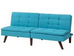 3-Sitzer Sofa RONNE Blau - Eiche Dunkel - Türkis