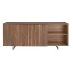 Sideboard aus Nussbaumholz Stahlbeinen Braun - Metall - Massivholz - Holzart/Dekor - 210 x 90 x 42 cm