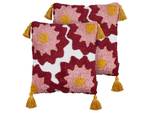 Coussin décoratif LORALAI Rose foncé - Rouge - Blanc - Jaune - Fibres naturelles - 45 x 4 x 45 cm