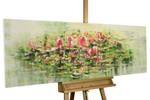 Acrylbild handgemalt Water Lily Wishes Grün - Rot - Massivholz - Textil - 150 x 50 x 4 cm