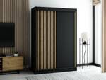 Armoire à portes coulissantes lamelo Noir - Imitation chêne - Largeur : 150 cm