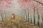 Acrylbild handgemalt Das schönste Gefühl Braun - Pink - Massivholz - Textil - 100 x 70 x 4 cm