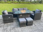 Rattan Sofa Gartenmöbel Set 7 Sitzer Grau - Polyrattan - Stein - 80 x 68 x 140 cm