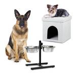 2-tlg. Hunde Set Schwarz - Silber - Weiß - 42 x 53 x 64 cm