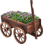 Blumenwagen Holz, Pflanzwagen 4 Rädern Braun - Holzwerkstoff - 43 x 54 x 120 cm