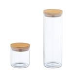 Lot de 6 bocaux en verre avec couvercle Marron - Bambou - Verre - Matière plastique - 10 x 28 x 10 cm