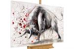 Acrylbild handgemalt Stier Matador gegen
