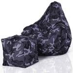 Lot de 2: pouf + tabouret "Cozy+Cube" Noir - Multicolore