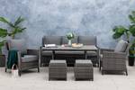 Dining Lounge Set Ancona Grau - Metall - Polyrattan - 178 x 74 x 73 cm