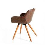 Chaise en simili cuir et bois noyer Marron - Cuir synthétique - Textile - 65 x 78 x 46 cm