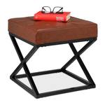 Tabouret en similicuir Noir - Marron - Bois manufacturé - Métal - Matière plastique - 41 x 41 x 41 cm