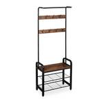 Garde robe avec étagère style industriel Noir - Marron - Bois manufacturé - Métal - 72 x 184 x 34 cm