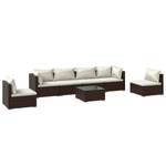 Garten-Lounge-Set (7-teilig) 3013635-10 Braun - Weiß - Metall - Polyrattan - 60 x 30 x 60 cm