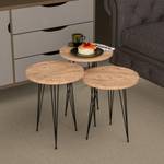 Set de 3 tables d'appoint Ry rondes Marron - 34 x 55 x 34 cm