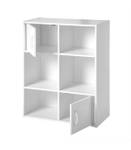 Etagère de rangement 6 cases 2 portes Blanc - Bois manufacturé - 30 x 80 x 62 cm