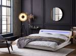 Doppelbett mit LED AVIGNON Silber - Weiß - 200 x 70 x 221 cm - Kunstleder