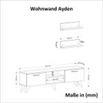 Wohnwand Ayden Walnuss Dunkelgrau Grau - Holzwerkstoff - 150 x 40 x 30 cm