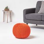 Runder Strickpouf 100% Baumwolle Orange