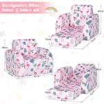 3 in 1 Kindersofa Klappbar Pink - Textil - 47 x 29 x 92 cm