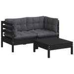 Garten-Lounge-Set (3-teilig) 3012380 Anthrazit - Schwarz