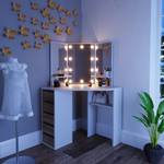 Eckschminktisch Arielle mit LED Eiche Sonoma Dekor - Weiß
