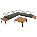 Loungeset Rangun 2-teilig Braun - Grau - Metall - Massivholz - Holzart/Dekor - 225 x 67 x 225 cm