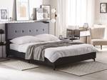 Lit double AMBASSADOR Noir - Gris foncé - Gris - Largeur : 172 cm