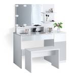 Coiffeuse Elisa avec banc et LED Blanc - Bois manufacturé - 120 x 145 x 55 cm