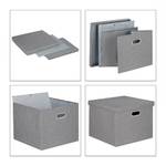 2 x Aufbewahrungsbox quadratisch Grau - Metall - Papier - Textil - 43 x 34 x 43 cm
