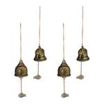 Windspiel Glocken 4er Set Feng Shui Beige - Gold - Metall - Rattan - 5 x 27 x 5 cm
