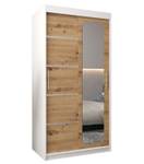 Armoire à portes coulissantes promo v2 Imitation chêne - Blanc - Largeur : 100 cm - 2 porte