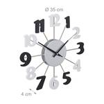 Horloge murale sans cadre Noir - Argenté - Blanc - Métal - Matière plastique - 35 x 4 x 35 cm
