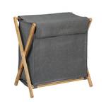 Klappbarer Wäschekorb mit Deckel Braun - Grau - Bambus - Textil - 55 x 57 x 35 cm