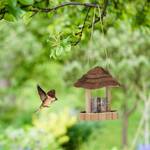 Mangeoire à oiseaux en bois Marron - Bois manufacturé - Fibres naturelles - Matière plastique - 18 x 20 x 18 cm