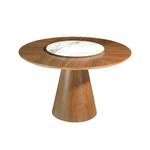 Table manger en bois noyer et porcelaine Marron - Blanc - Porcelaine - Bois massif - Pierre - Bois/Imitation - 135 x 75 x 135 cm